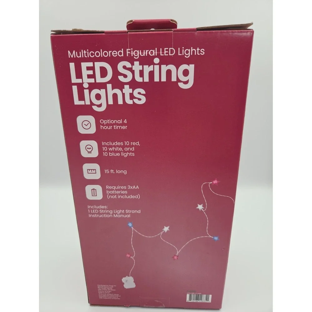 Red White And Blue Start Multicolored Led String Lights
